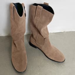 Women's natural suede leather slip-on flats autumn mid-calf boots high quality pleated casual female half boots shoes for woman