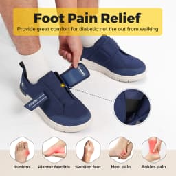 FitVille Diabetic Shoes for Men Extra Wide, Hook and Loop Walking Shoes for Elderly for Swollen Feet Foot Pain Relief Neuropathy