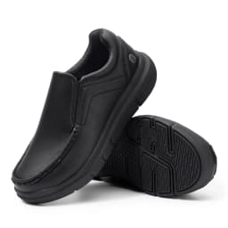 Fitville Men'S Slip-On Shoes Wide Width Leather Casual Shoes Lightweight For Swollen Feet With Arch Support Pain Relief