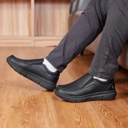 Fitville Men'S Slip-On Shoes Wide Width Leather Casual Shoes Lightweight For Swollen Feet With Arch Support Pain Relief