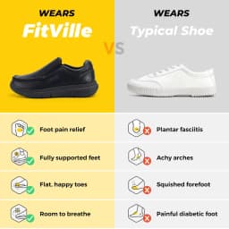 Fitville Men'S Slip-On Shoes Wide Width Leather Casual Shoes Lightweight For Swollen Feet With Arch Support Pain Relief