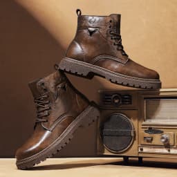 6cm Invisible Height Increasing Men Boots Leather Outdoor Autumn Winter Shoes Warm Non-Slip Comfortable Elevator Ankle Boots
