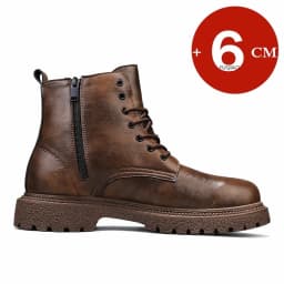 6cm Invisible Height Increasing Men Boots Leather Outdoor Autumn Winter Shoes Warm Non-Slip Comfortable Elevator Ankle Boots
