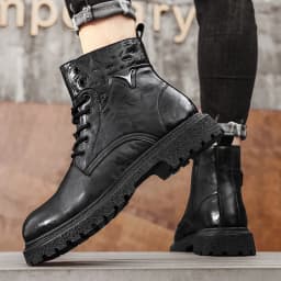 6cm Invisible Height Increasing Men Boots Leather Outdoor Autumn Winter Shoes Warm Non-Slip Comfortable Elevator Ankle Boots