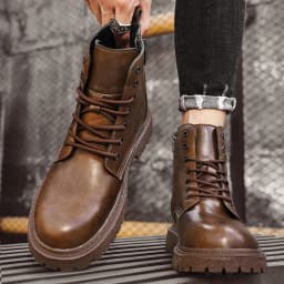 6cm Invisible Height Increasing Men Boots Leather Outdoor Autumn Winter Shoes Warm Non-Slip Comfortable Elevator Ankle Boots