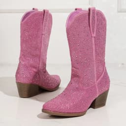 2026 New Luxury Rhinestone High Boots Woman Large Size Retro Mid-calf Western Cowboy Boots Fashionable Pointed Toe Wedge Shoes