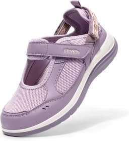 FitVille Women'S Diabetic Shoes Wide Summer Sandals With Adjustable Closures&Arch Support Lightweight Breathable Nurse Shoe