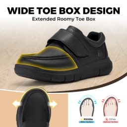 FitVille Wide Fit Men's Leather Shoes Diabetic Walking Shoes Oxford Shoes Formal Business Shoe Comfortable All Day Wear