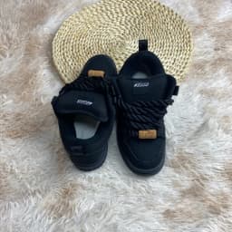 All black thick rope shoelaces, bread shoes, niche design, thick soled casual board shoes, dark series trendy skateboarding shoe