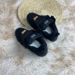 All black thick rope shoelaces, bread shoes, niche design, thick soled casual board shoes, dark series trendy skateboarding shoe