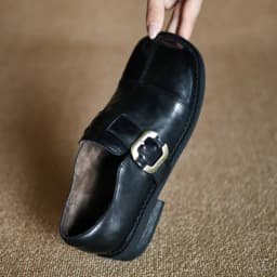Genuine Leather Women Loafers Genuine Leather Shoes for Women Round Toe Chunky Heel Shoes Belt Buckle Women Pumps Daily Shoes