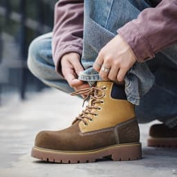 Mr.A Brand Spliced High-Top Wear-Resistant Yellow Boots Outdoor Hiking Leather Comfortable Retro Warm Boots Autumn and Winter Men's Waterproof Boots
