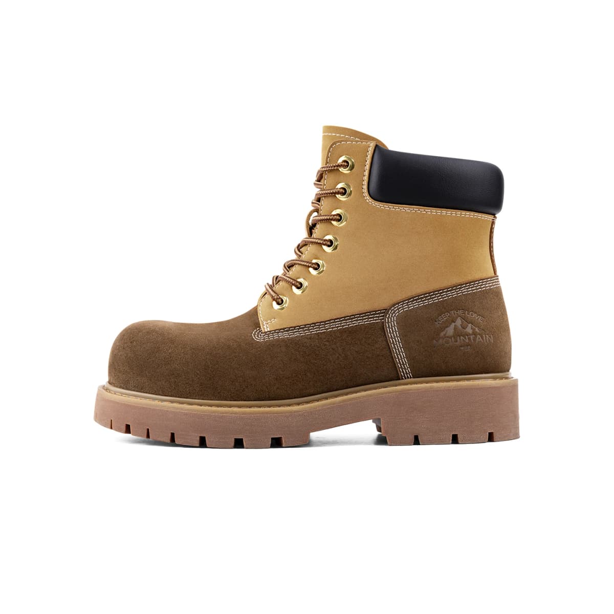 Mr.A Brand Spliced High-Top Wear-Resistant Yellow Boots Outdoor Hiking Leather Comfortable Retro Warm Boots Autumn and Winter Men's Waterproof Boots