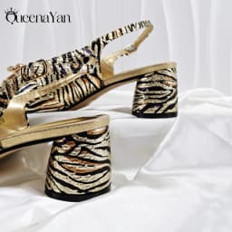 Queena Yan 2025 Women Elegant Gold High Heel Shoe and Matching Bag Set with Rhinestone Accents Stylish Peep Toe Design for Party