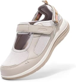 FitVille Mary Janes Women'S Diabetic Shoes Wide Summer Sandals With Adjustable Closures&Arch Support Breathable Nurse Shoe