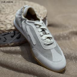 Men's Casual Breathable Patchwork Genuine Leather Shoes Low Cut Lace Up Sports Sneakers Lightweight Comfortable Autumn Shoes
