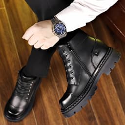 Winter Warm Cotton Boots Shoes for Men's 12cm Extra High Elevator Shoe Height Increasing Shoes Comfortable Antifreeze Snow Boots
