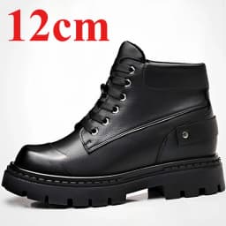 Winter Warm Cotton Boots Shoes for Men's 12cm Extra High Elevator Shoe Height Increasing Shoes Comfortable Antifreeze Snow Boots