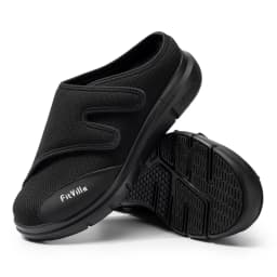 FitVille Men's Diabetic Shoes Orthopedic Slippers with Arch Support Extra Wide Toe Slip-On Sandals All-Day Comfort Swollen Feet