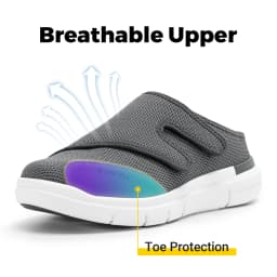 FitVille Men's Diabetic Shoes Orthopedic Slippers with Arch Support Extra Wide Toe Slip-On Sandals All-Day Comfort Swollen Feet