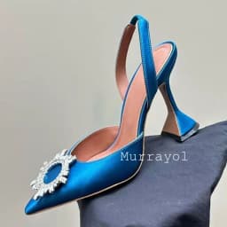 Pointed Toe Satin Silk High Heels Sandals Women Shiny Crystal Cup Heels Back Strap Sandalias Summer Fashion Party Banquet Shoes