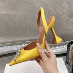 Pointed Toe Satin Silk High Heels Sandals Women Shiny Crystal Cup Heels Back Strap Sandalias Summer Fashion Party Banquet Shoes