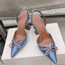 Pointed Toe Satin Silk High Heels Sandals Women Shiny Crystal Cup Heels Back Strap Sandalias Summer Fashion Party Banquet Shoes