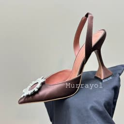 Pointed Toe Satin Silk High Heels Sandals Women Shiny Crystal Cup Heels Back Strap Sandalias Summer Fashion Party Banquet Shoes