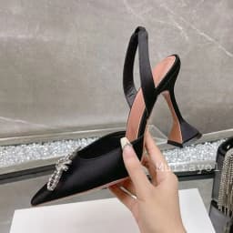 Pointed Toe Satin Silk High Heels Sandals Women Shiny Crystal Cup Heels Back Strap Sandalias Summer Fashion Party Banquet Shoes