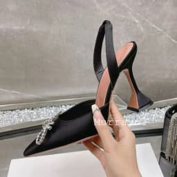 Pointed Toe Satin Silk High Heels Sandals Women Shiny Crystal Cup Heels Back Strap Sandalias Summer Fashion Party Banquet Shoes