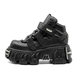 New Punk Style Women Shoes Lace-up Heel Height 6CM Platform Shoes Woman Metal Decor Woman Sneakers Gothic Ankle Rock Boots