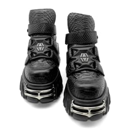 New Punk Style Women Shoes Lace-up Heel Height 6CM Platform Shoes Woman Metal Decor Woman Sneakers Gothic Ankle Rock Boots