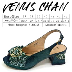 Venus Chan 2026 INS Green Elegant Women's High Heel Shoes and Rhinestone-Embellished Bag Set - Perfect for Any Occasion