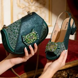 Venus Chan 2026 INS Green Elegant Women's High Heel Shoes and Rhinestone-Embellished Bag Set - Perfect for Any Occasion