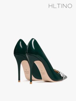 Luxury Woman Shoes Female Genuine Leather 2026 New Women Pumps Pointed Toe High Heels Rhinestone Light Party Ladies Shoes 10cm