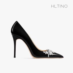 Luxury Woman Shoes Female Genuine Leather 2026 New Women Pumps Pointed Toe High Heels Rhinestone Light Party Ladies Shoes 10cm