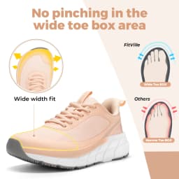 FitVille Women's Sports Shoes Wide Casual Sneakers Comfortable Cushioning Running Jogging Shoes for Women with Arch Support