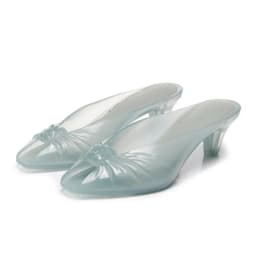 Women Transparent Jelly Mule Heels Peep Toe Clear Kitten Heel Slide Sandals Waterproof Slip On Jelly Shoes Casual Summer