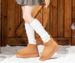 Brand Design Suede Thick Bottom Snow Boots Women Winter 2026 Warm Plush Classic Solid Ankle Boots Non Slip Cotton Shoes Mujer