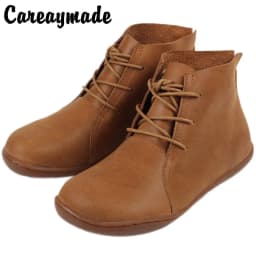 Careaymade-Genuine leather wider toe big size Women's shoes,winter handmade ankle boot,Fashion warm wool boots man single boots