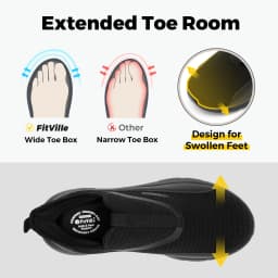 FitVille Men's Extra Wide Toe Box Slip On Running Sneakers, Lightweight Breathable Outdoor Walking Sports Shoes, Orthopedic Comfort Footwear for Swollen Feet Bunions Elderly