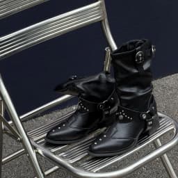 2026 Autumn Rivet Buckle Women Mid Calf Boots Pu Leather Square Heel Pointed Toe Shoes Daily Casual Female Mordern Booties