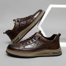 Luxury Genuine Leather Mens Casual Business Shoes High Quality Fashion Lace-up Office Dress Shoes Outdoor Running Men Sneakers