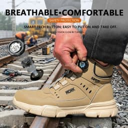 Breathable Lightweight High‑Top Rotary Knob Safety Shoes Anti‑smash Puncture‑Proof Steel Toe Industrial Boots For Metallurgical
