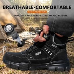 Breathable Lightweight High‑Top Rotary Knob Safety Shoes Anti‑smash Puncture‑Proof Steel Toe Industrial Boots For Metallurgical