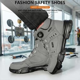 Breathable Lightweight High‑Top Rotary Knob Safety Shoes Anti‑smash Puncture‑Proof Steel Toe Industrial Boots For Metallurgical