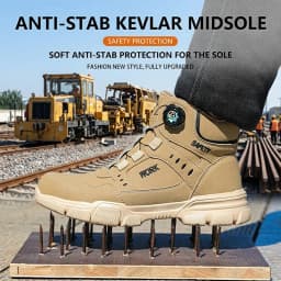 Breathable Lightweight High‑Top Rotary Knob Safety Shoes Anti‑smash Puncture‑Proof Steel Toe Industrial Boots For Metallurgical
