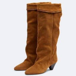 Women Suede Knee‑High Boots Tassel Decoration Casual Fashion Pointed Toe Block Heel Slouchy Boots Bohemian Ladies Long Boots