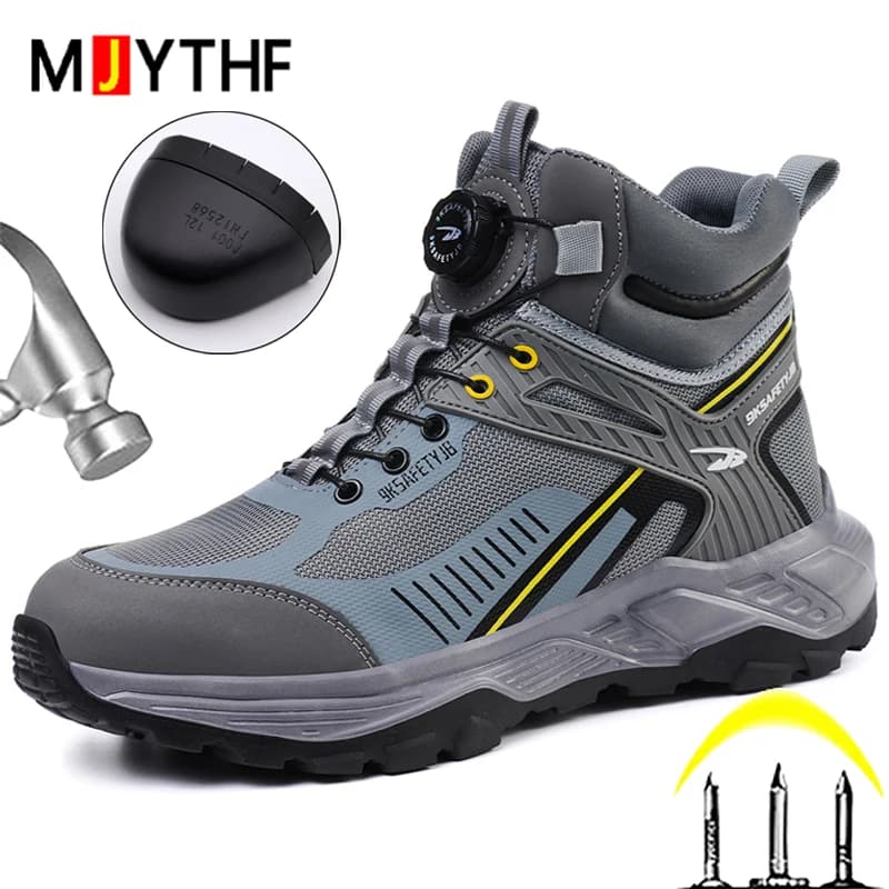 2026 New Rotating button Work Safety Boots Men Shoes Anti-smash Anti puncture Work Sneakers Security Shoes Steel toe Boots Male