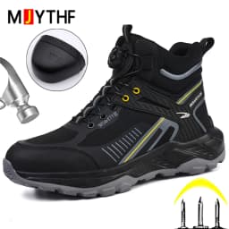 2026 New Rotating button Work Safety Boots Men Shoes Anti-smash Anti puncture Work Sneakers Security Shoes Steel toe Boots Male